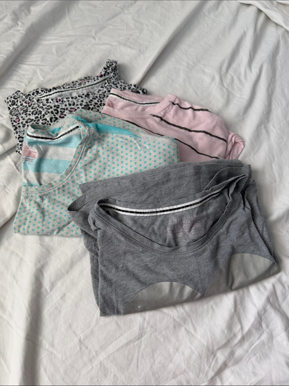 Victoria’s Secret Women’s Cotton Sleep Tee - Gray, Pink, Aqua, Leopard Prints